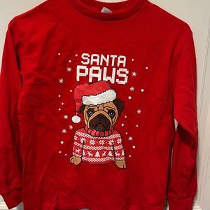 Santa Paws Christmas Long sleeve TShirt- Youth small